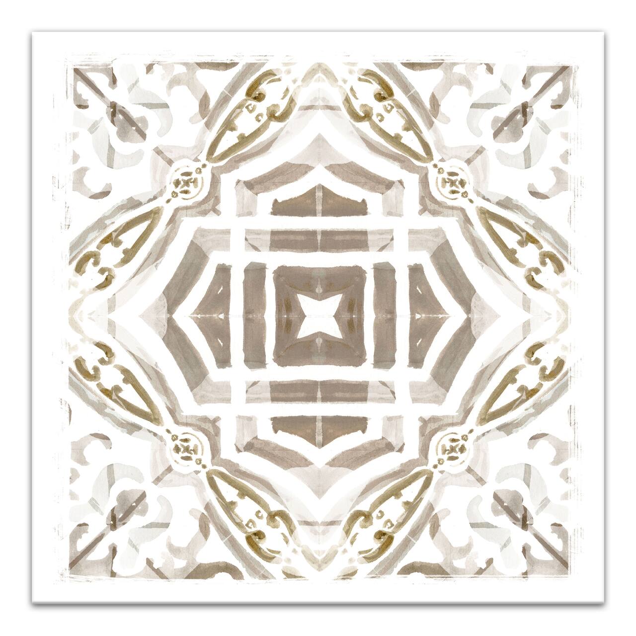 Gray And Gold Medallion 20" x 20" Canvas Wall Art